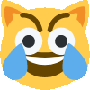 a cat emoji with tears coming out of it 's eyes .