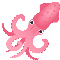 an illustration of a pink squid with dots on it