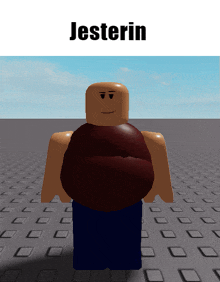 a cartoon character with a big belly is standing in front of a sign that says jesterin