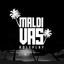 a black and white logo for maldi vas roleplay with palm trees