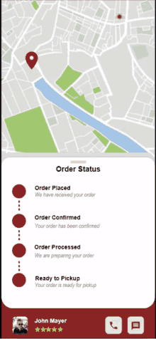 a phone screen shows the order status of a customer