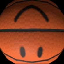 an orange basketball with black stripes and a smiley face on it