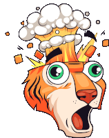 a cartoon illustration of a tiger 's head with smoke coming out of it