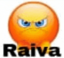 a close up of an angry smiley face with the word raiva in the corner .