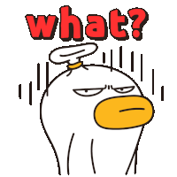 a cartoon duck with a yellow beak is asking the question " what "