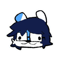 a drawing of a cartoon character with blue hair and glasses