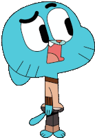 gumball from the amazing world of gumball is wearing a sword