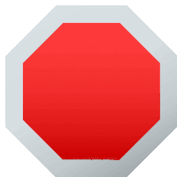 a red stop sign with a white border