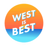 a sticker that says " west is best " on it