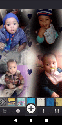 a collage of babies with hearts and a white plus sign