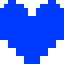 a blue pixelated heart is on a white background .