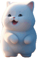 a white cartoon cat with its mouth open and its eyes closed