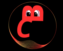 a red letter b with googly eyes is in a circle