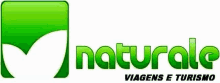 a green and white logo for naturale viagens e turismo