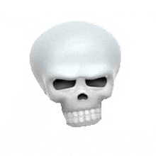 a white skull with no teeth and a serious look on its face .