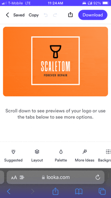 a cell phone screen shows a logo for scaletom