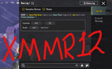 xmmr12 is written in red on the screen of a game