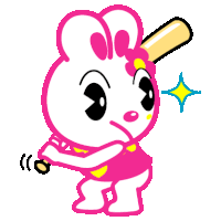 a cartoon bunny is holding a baseball bat