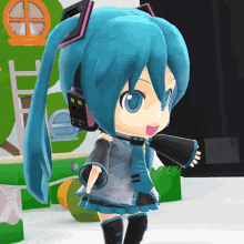 hatsune miku is a cartoon character with blue hair