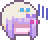 a pixel art drawing of a girl with purple hair and a surprised look on her face .