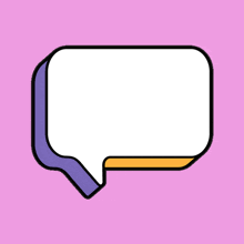 a white speech bubble on a pink background