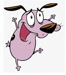 courage the cowardly dog from the cartoon courage the cowardly dog jumping in the air