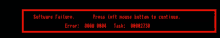 a computer screen shows a software failure message