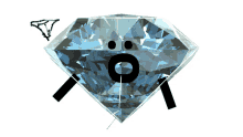 a drawing of a diamond with a face and two eyes