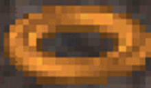 a pixel art of a gold ring with a hole in it .