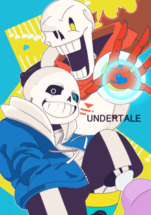 a cartoon drawing of sans and papyrus with undertale written on the bottom