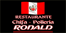 a sign for restaurante chifa - polleria ronald shows a flag