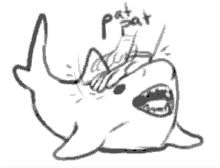 a black and white drawing of a dolphin with pat pat written on it