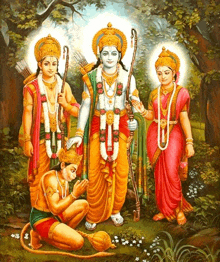 a painting of a group of deities including rama