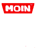 a red and white sign with the word moin on it