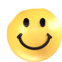 a yellow smiley face with black eyes and a black mouth on a white background