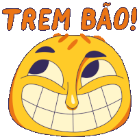 a yellow face with a big smile and the words trem bao