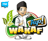 a cartoon of a boy giving a thumbs up with the words ayo wakaf behind him