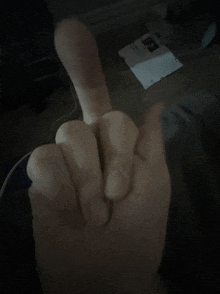 a person 's hand is making a middle finger gesture