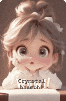 a picture of a little girl with the name crymstal written on the bottom