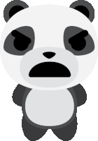 a panda bear with a very angry look on its face