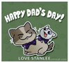 a happy dad 's day poster with a cat and a dog