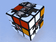 a rubik 's cube with a cartoon on it