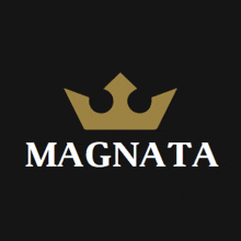 a logo for magnata with a gold crown