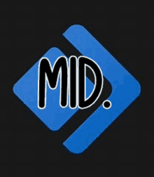 a blue and black logo with the word mid on it .