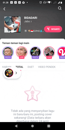 a screenshot of a app called bidadari