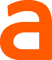 an orange letter a with a white outline