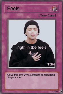 a card that says " feels " on it