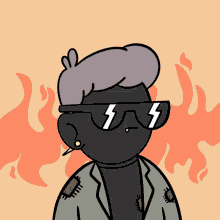 a cartoon drawing of a man wearing sunglasses with the letter s on them