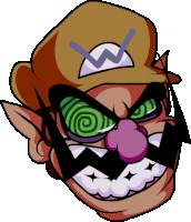 a cartoon drawing of wario with hypnotic eyes