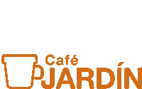 a logo for cafe pjardin with a cup in the middle